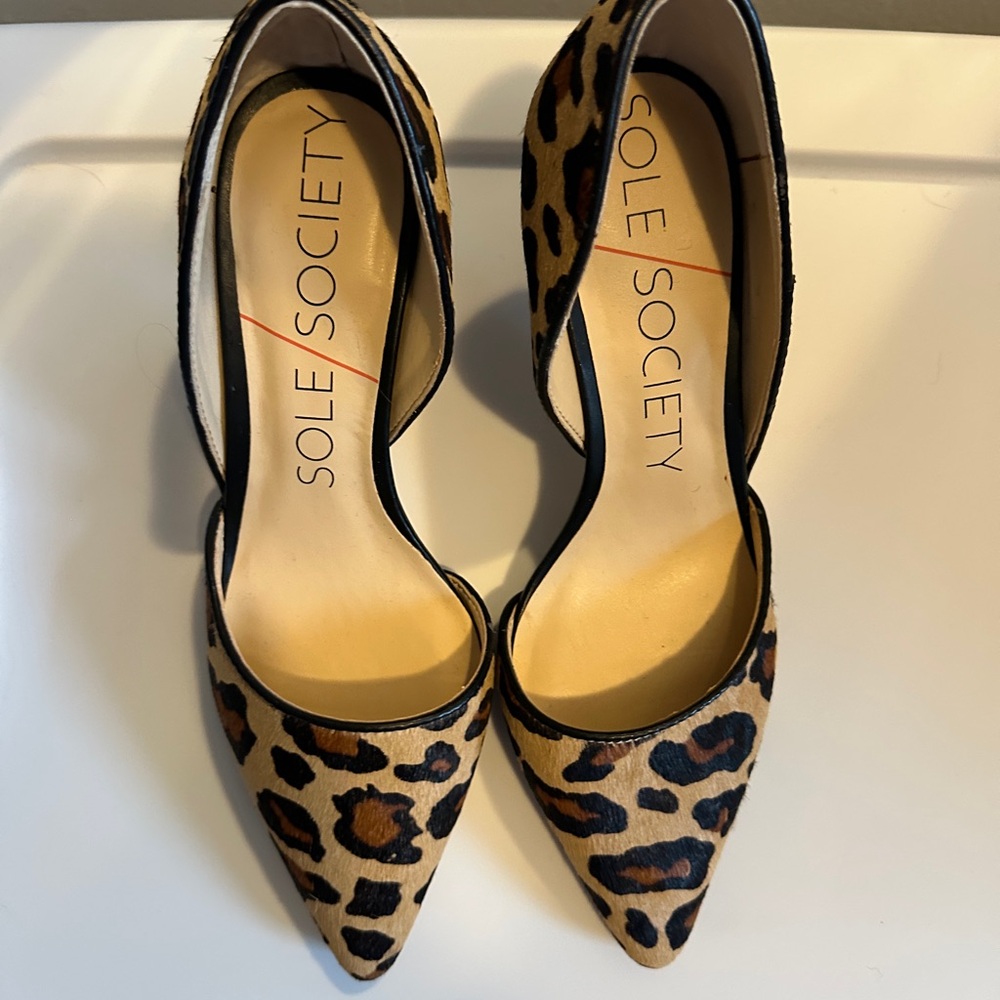 Sole Society Leopard Print Heels Pointed Toe